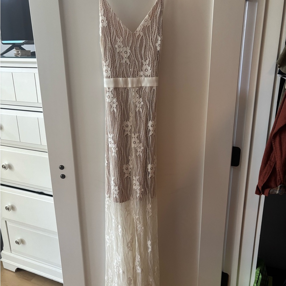 Wayf White Lace Floral Dress